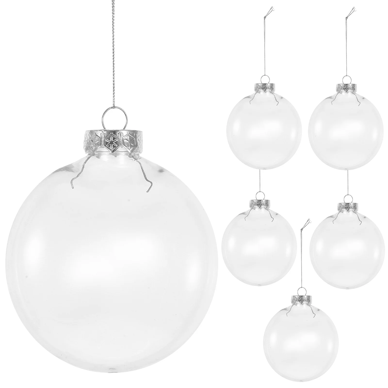 Bola de Navidad transparente de 10Cm, esfera plana transparente, adorno colgante rellenable para manualidades Diy, árbol de Navidad, decoración del hogar para boda, 6 uds.