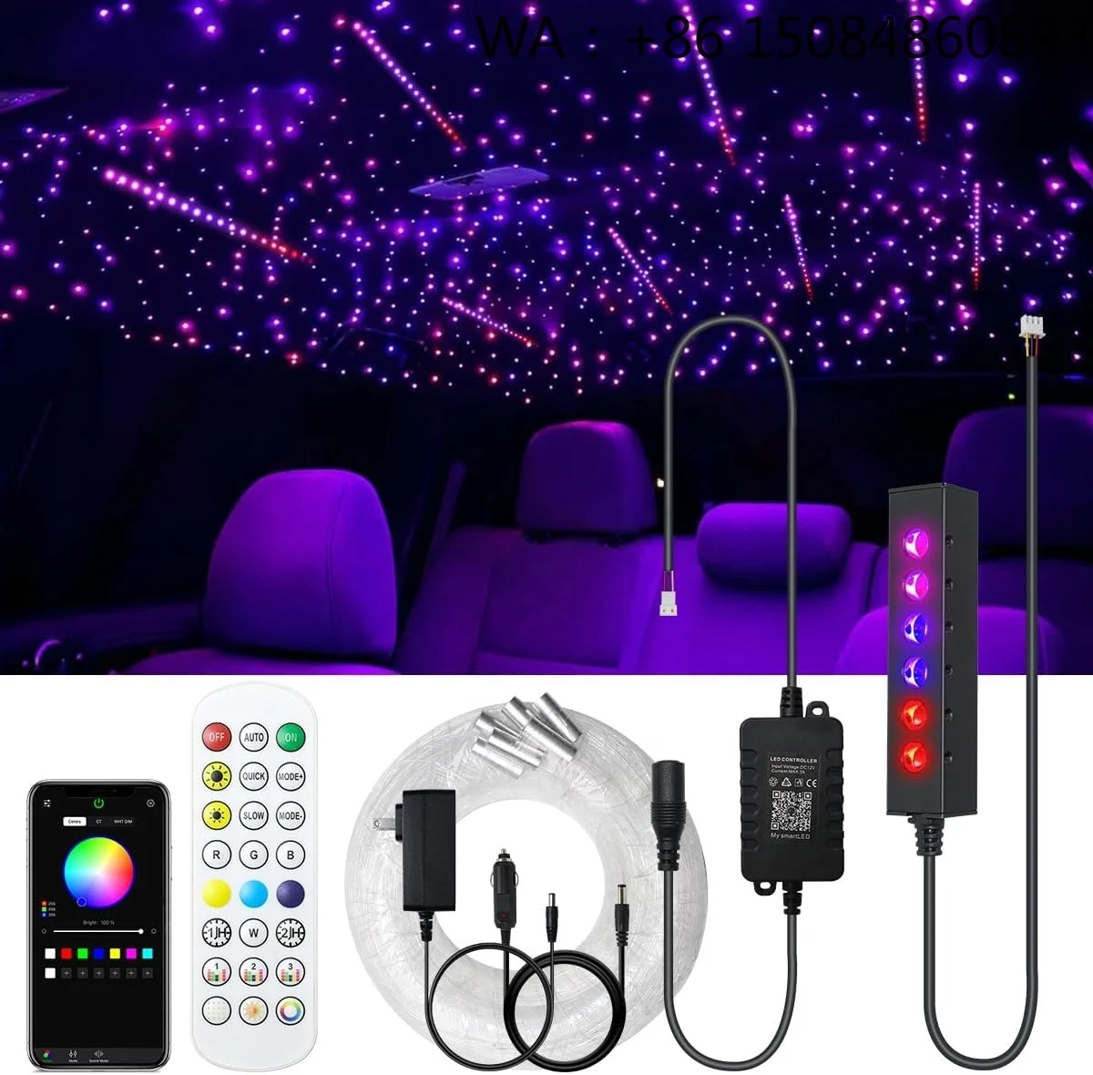 6 Hole RGB Multi Color Fiber Optic Light Source APP Remote Control Light Engine For Home Car Starlight Headliner Ceiling Kit