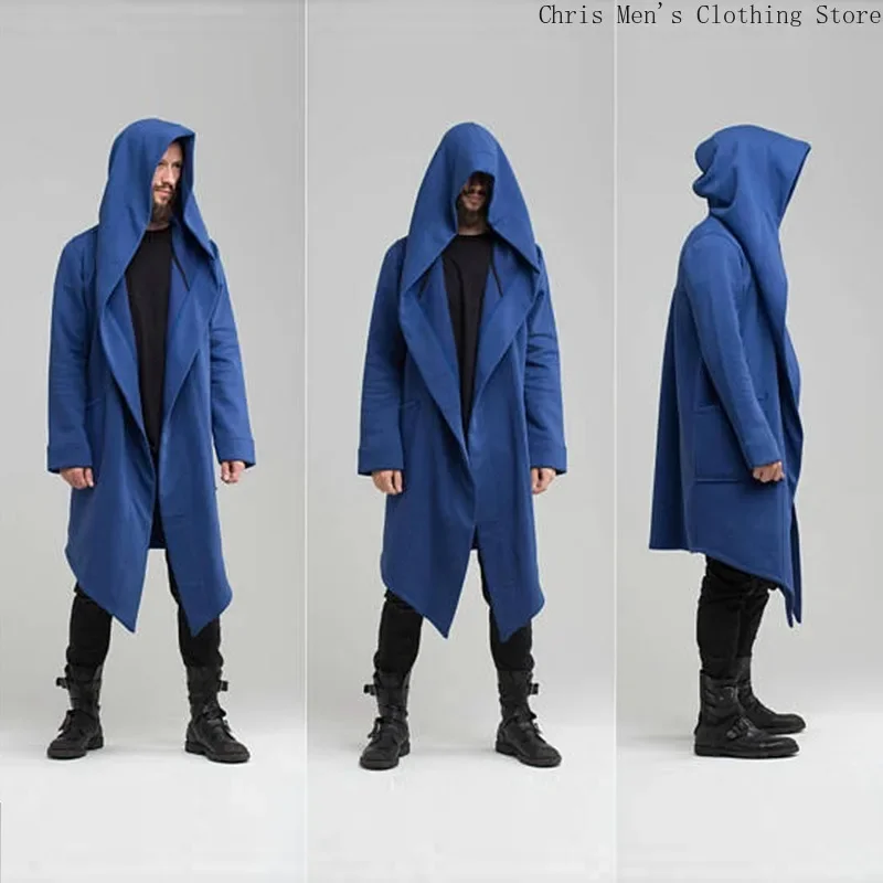 Autumn and Winter New Men's Hooded Long Trench Coat for Any Figure Selling High Street Fashion Casual Men's Long Hooded Cardigan