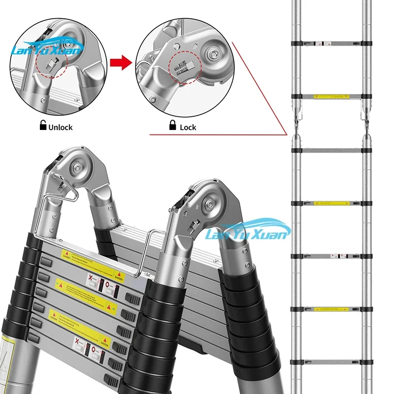 4.4m Double Sided Ladder Foldable Aluminum Telescopic  Multi Use  With Big Joint
