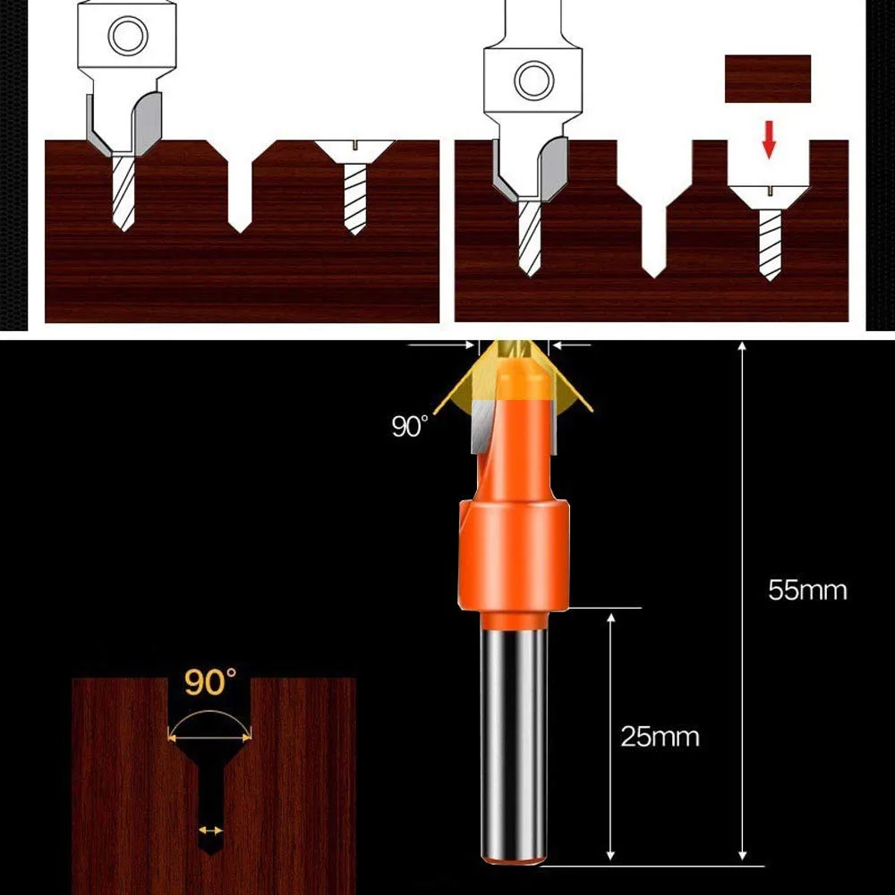 New Countersink Drill Bit Drill bits W/ Screw W/ Wrench 4pcs Chamfer tool Countersink Drill Bit Drill bits Set