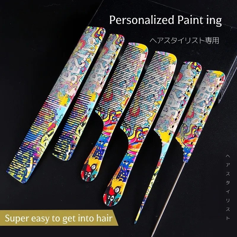 Cartoon Graffiti Clipper Hair Comb Hairstylist Specialized Cutting Comb Hair Salon Professional Accessories Tools Hair Hairbrush
