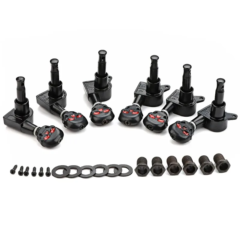 6R Skull Button Guitar Tuners, Cool Gothic Style Machine Heads for Electric/Acoustic Guitar,Personalized Upgrade Tuning Pegs Set