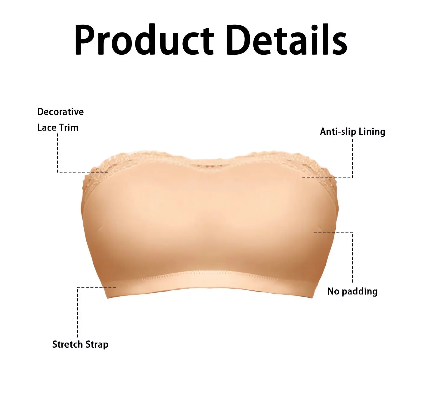 Sujetadores sin aros sin tirantes para mujer, 2 uds., cobertura completa, suave, ligero, elástico, informal, Push Up, Bralette Convertible
