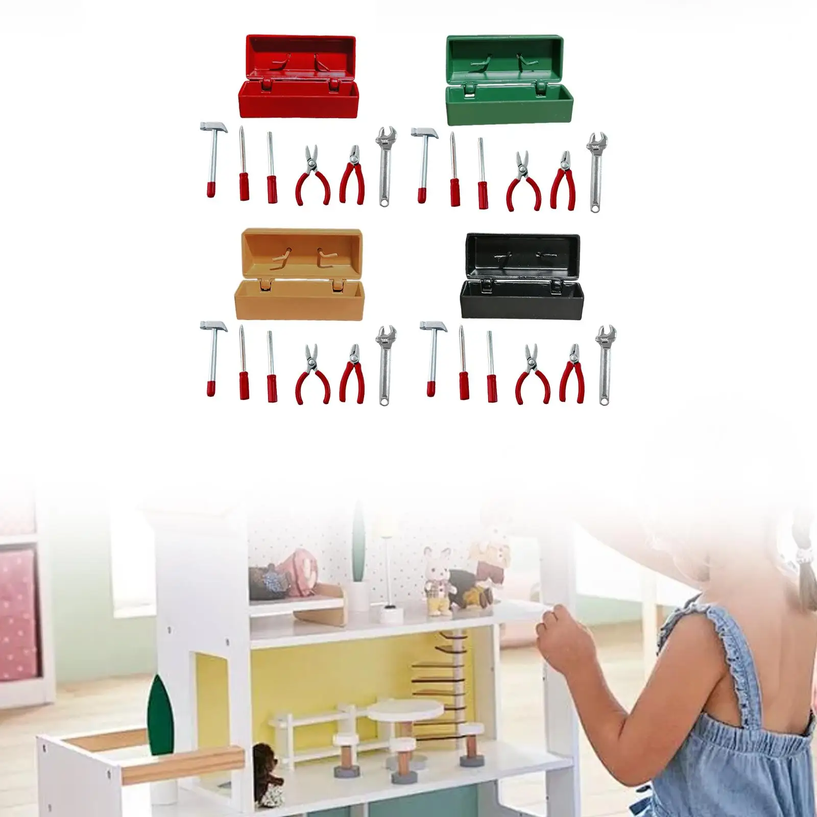 Miniature Repair Tool Box, Miniature Furniture, Simulated Dollhouse Accessories,