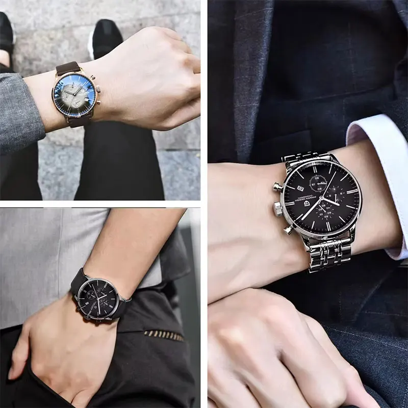 ساعة للرجال تصميم باجاني جديد كرونوغراف VK67 كوارتز ساعة اليد العلامة التجارية الأعلى الفولاذ المقاوم للصدأ الرياضة مقاوم للماء ساعة الرجال الساعات