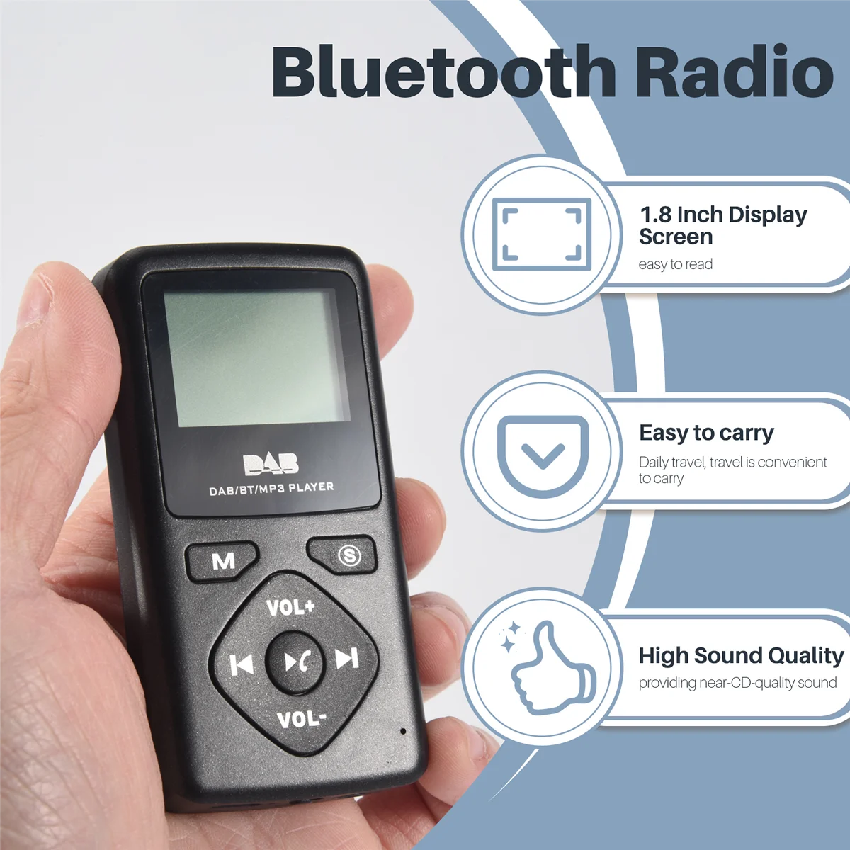 Better Quality DAB/DAB Digital Radio Bluetooth 4.0 Personal Pocket FM Mini Portable Radio Earphone MP3 Micro-USB for Home