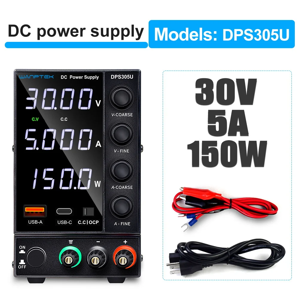 Wanptek Einstellbares DC-Netzteil 30V 5A 10A 60V 120V 3A Labor-Tischnetzteil Schaltstabilisiertes LCD-Netzteil Regler