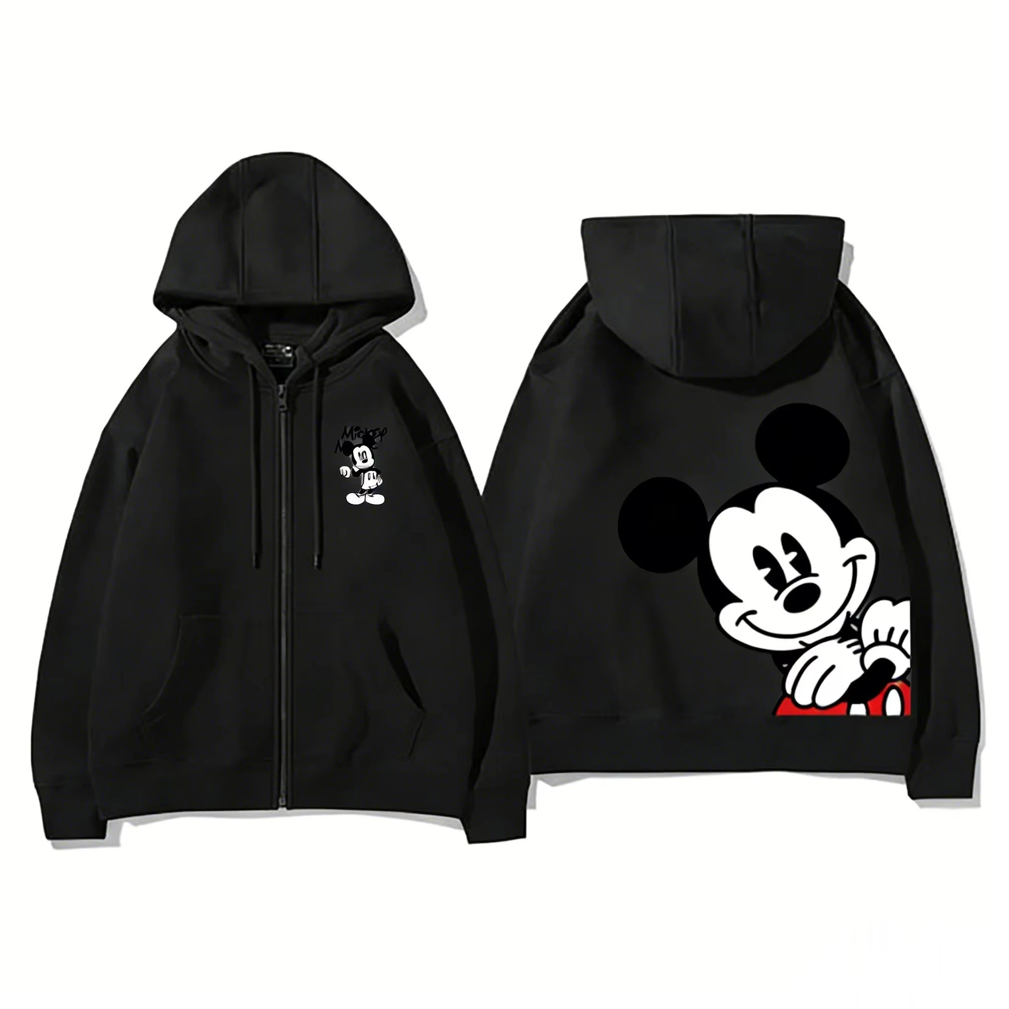 

Унисекс толстовка-куртка Disney Mickey на молнии с капюшоном, свободный крой, повседневный уличный стиль, с длинными рукавами, для мужчин и женщин, весна 2026, тренд Y2K