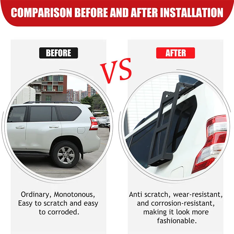 Car styling Stainless steel Black Car Side Ladder For Toyota Land Cruiser Prado FJ150 150 2010-2023 Car Exterior Accessories
