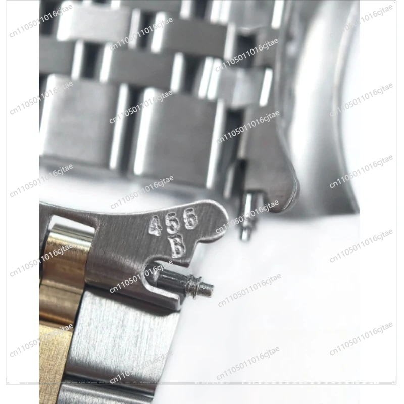 For 455B Classic Old 20mm Stainless Steel Five Baht Strap, Suitable for 1601/1603/16233