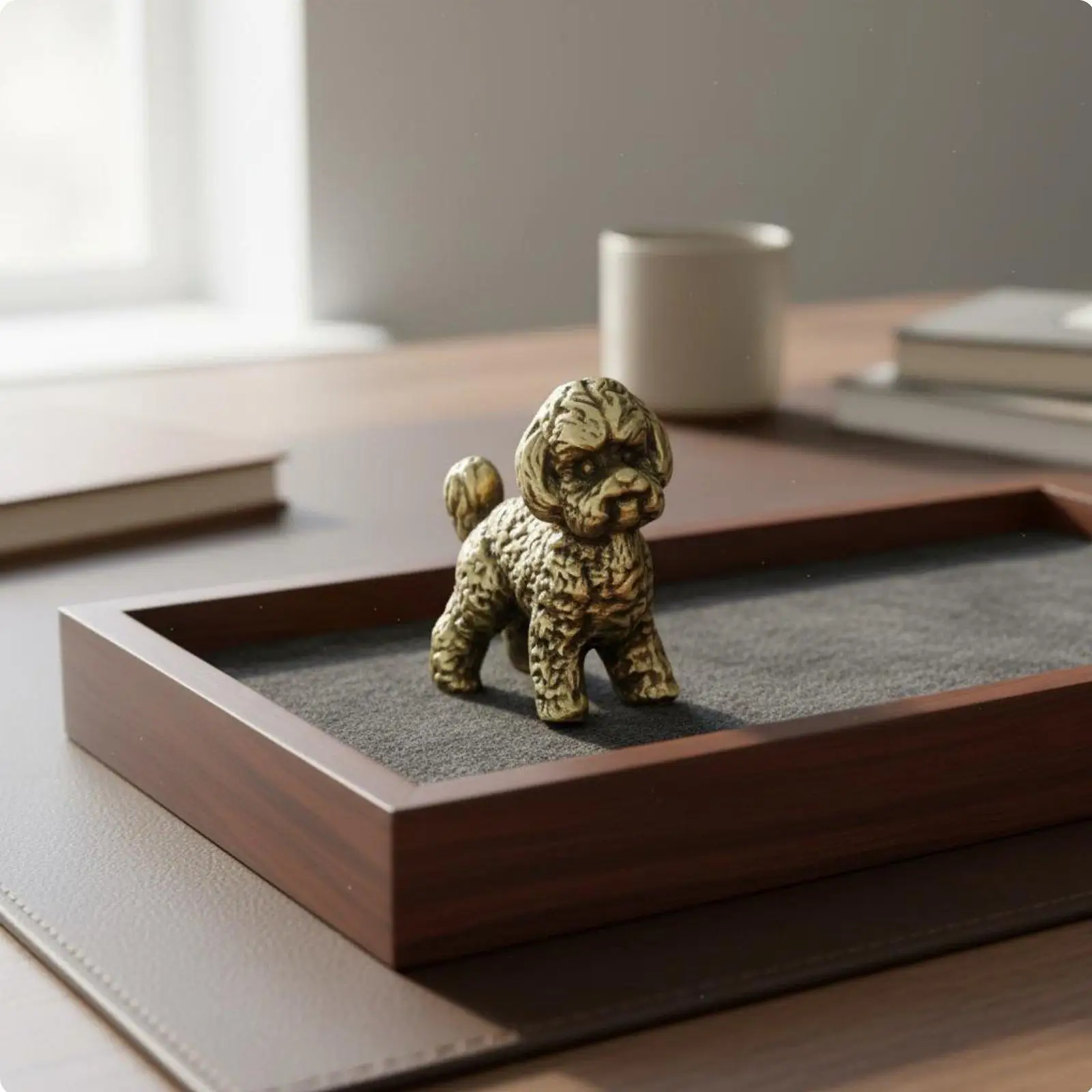 Miniature Stuffed Dog Ornament Collectible Solid Brass Dog Figurine Cute Brass Poodle Statue for Collectors, Desk, Car - view 2