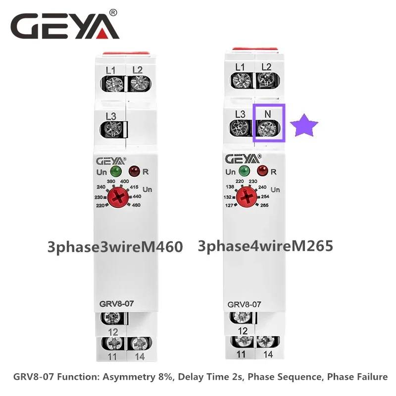 GEYA-3 Phase Tensão Proteção Relé, Fase Sequência, Fase Falha Proteção Relé, 8A, 10A, 1SPDT, 2SPDT