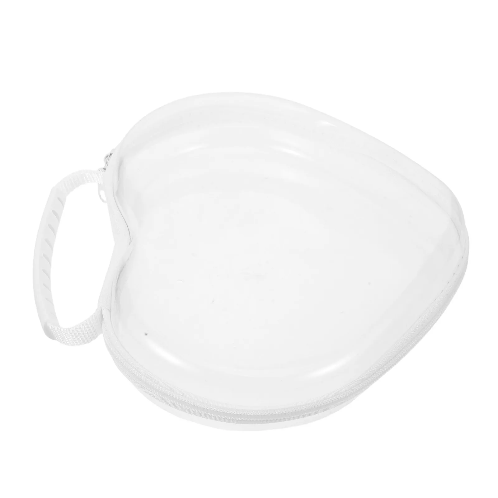 Bolsa de Armazenamento Transparente Rígida em Formato de Coração, Organizador de Maquiagem para Viagem, Necessaire com Zíper, Bolsa Portátil para Cuidados com a Pele