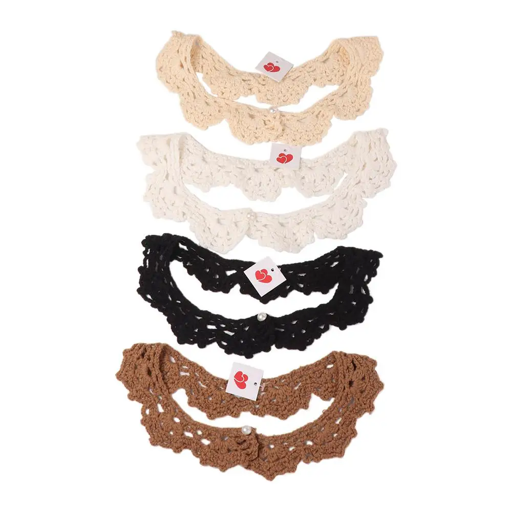 Sweet Hollow Out Crochet Shawl Detachable Round Neck Knitted Scarves Scarf Accessories Clothes Decoration