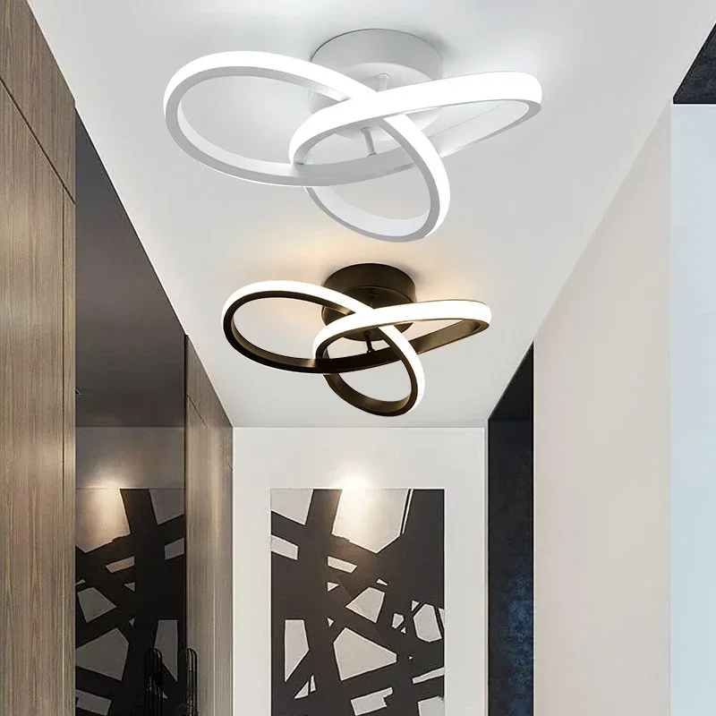 Black Nordic Led Ceiling Lamp 3-colors Changeable Ceiling Mount Lights Semi Flush Mount Small Ceiling Lighting Fixture Indoor