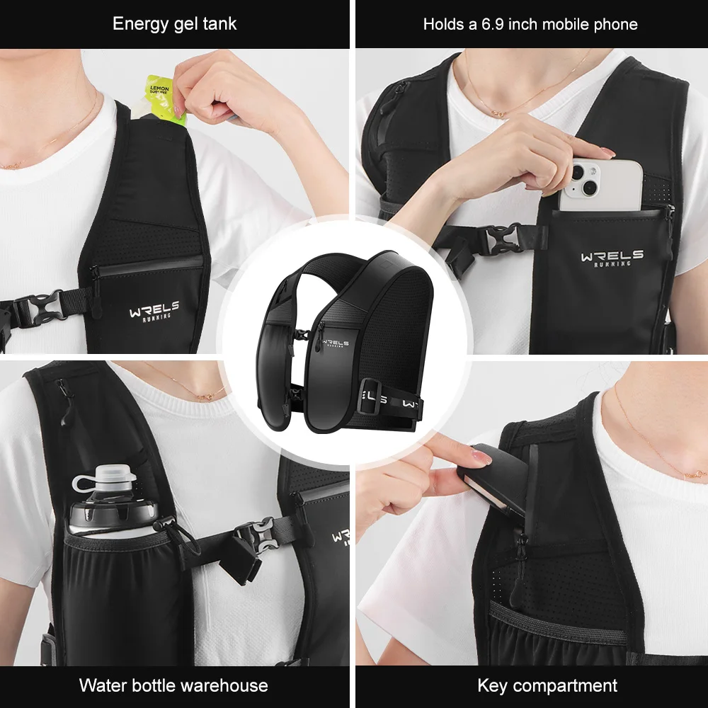 WRELS Running Hydration Vest Backpack Marathoner Running Race Hydration Lightweight Running Vest Hiking Bag Hydration Vest