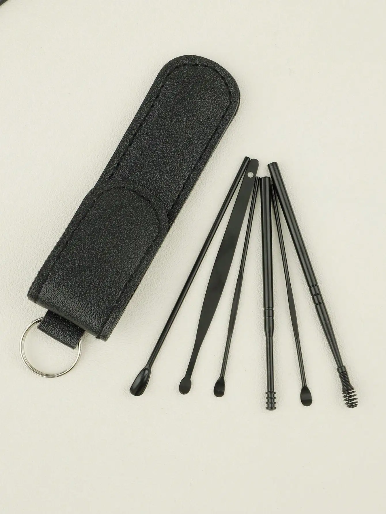 6Pcs Ear Pick Cleaning Set Spiral Ear Wax Removal Tool Kit Stainless Steel Ear Spoon With Storage Pouch Portable Ear Care Tools