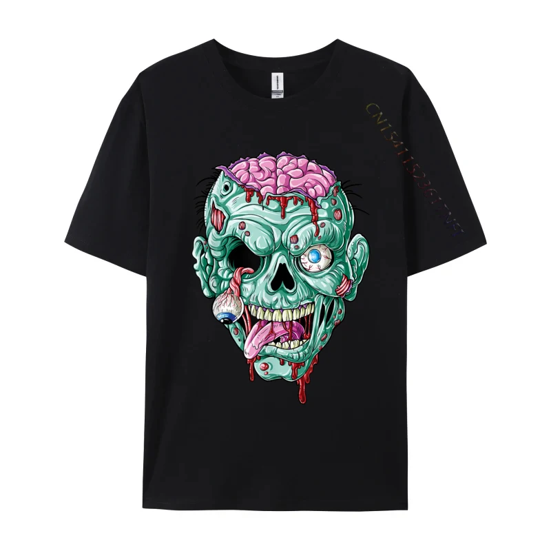 

Zombie Face Brain Halloween Scary Funny Tshirts Men Cotton T-Shirt Birthday Alternative Tees Streetwear Tshirt Graphic