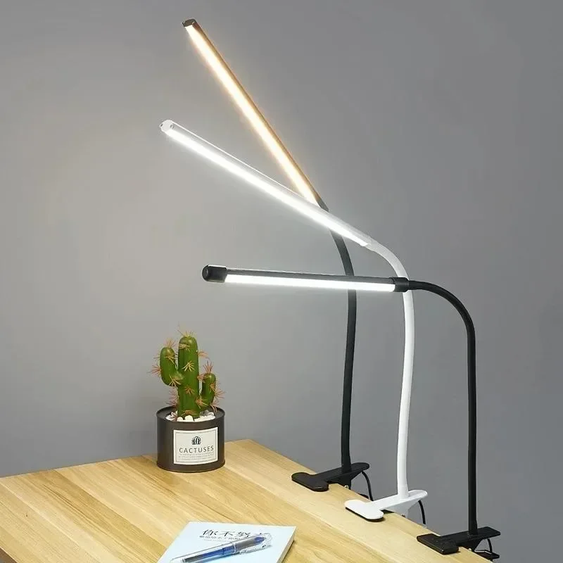 LED Booking Lamp Clamp USB Dimmable 3 Modes 10 Brightness Gooseneck Swing Arm Architect Task Table Lamp Reading Clip on Light