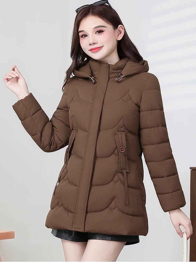

Женское хлопковое пальто средней длины Thiened Cotton Jaet Winter Faion Slim Fit в Корейском стиле, теплое хлопковое пальто на молнии