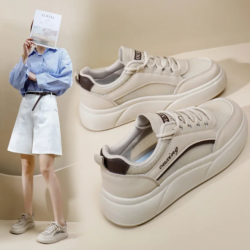 

Белые туфли для женщин, новинка 2023 года, весенняя универсальная повседневная модная обувь, модные туфли на толстой подошве