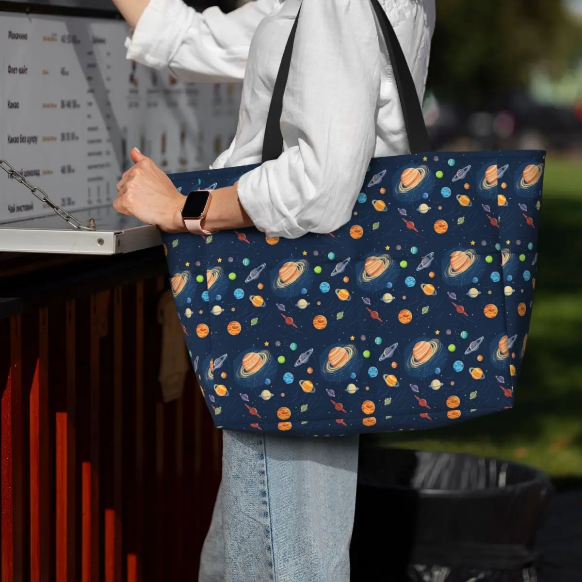 Solar System Space Planets Universe Beach Tote Bag Sport Gym Yoga Duffle Large Tote Bag Women Travel Bag Fitness bag