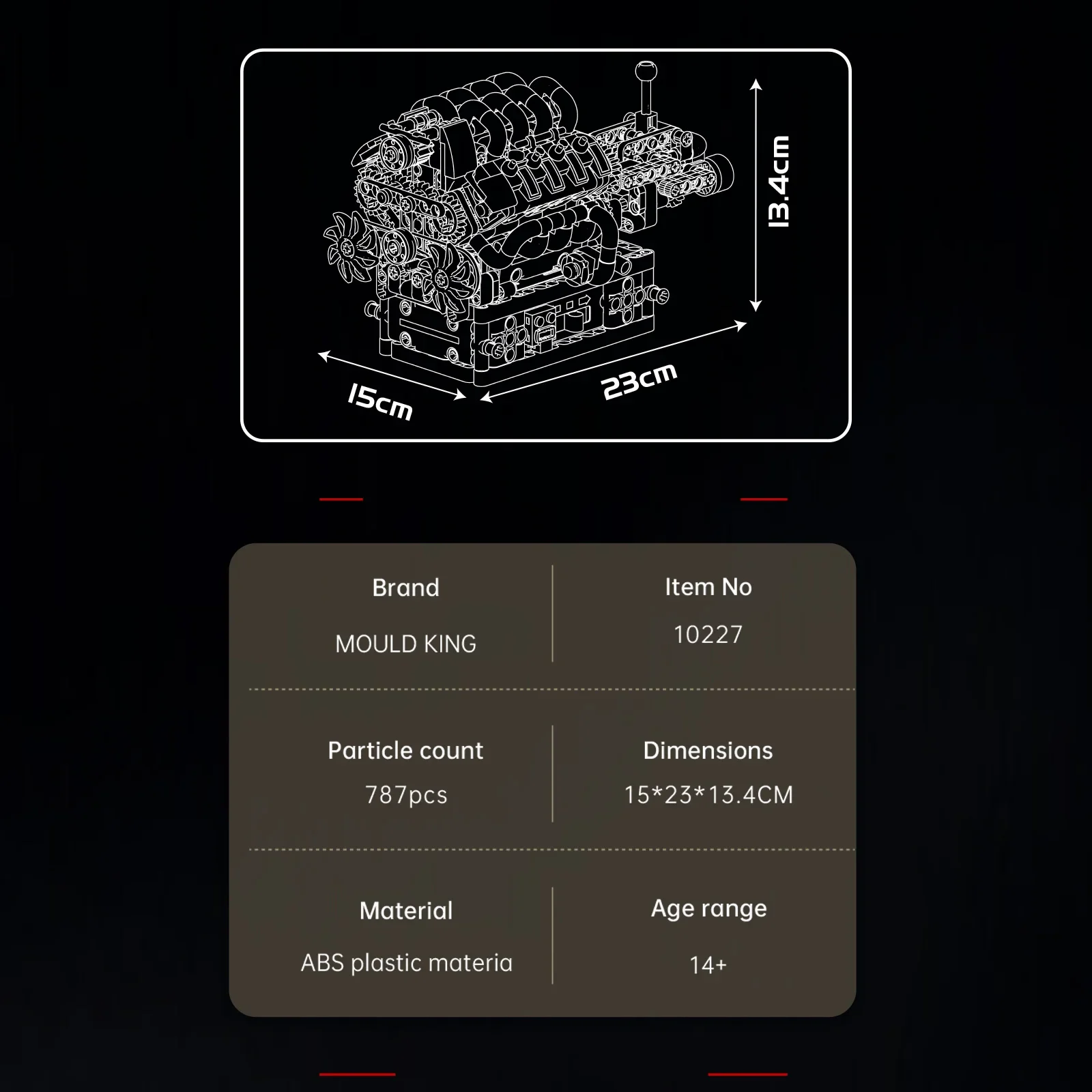 Mould King 10227 GTS V8 motor + transmisión de bloques de construcción Motor de coche clásico de lujo con caja de cambios Control de Motor rompecabezas juguete para regalo