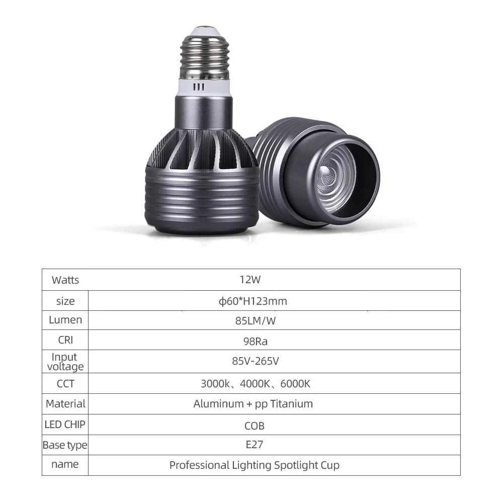 Focusing LED Spotlight 110V 220V 12W Bulb E27 Screw Zoom Spotlights Warm Light Neutral light Room Mural Restaurant lighting