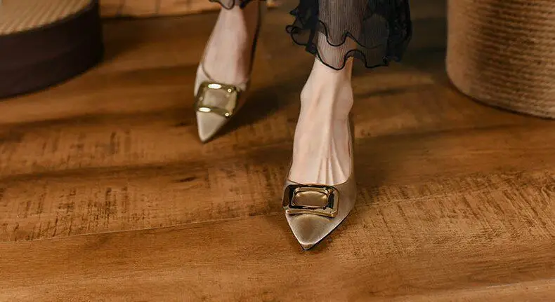 Spitze High Heels Damenschuhe Elegante Arbeitsschuhe Flache Schuhe Sommer 2026 Luxus-Kleiderpumps Modische Bequeme Laufschuhe Zapatillas – Detail 5