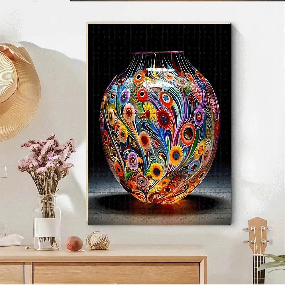 1000/500pcs 3D Large-Scale Marble/Mosaic Vase Jigsaw Puzzle - Color-Coded Pieces for Adults &, DIY Brain Teaser Game, Intermed