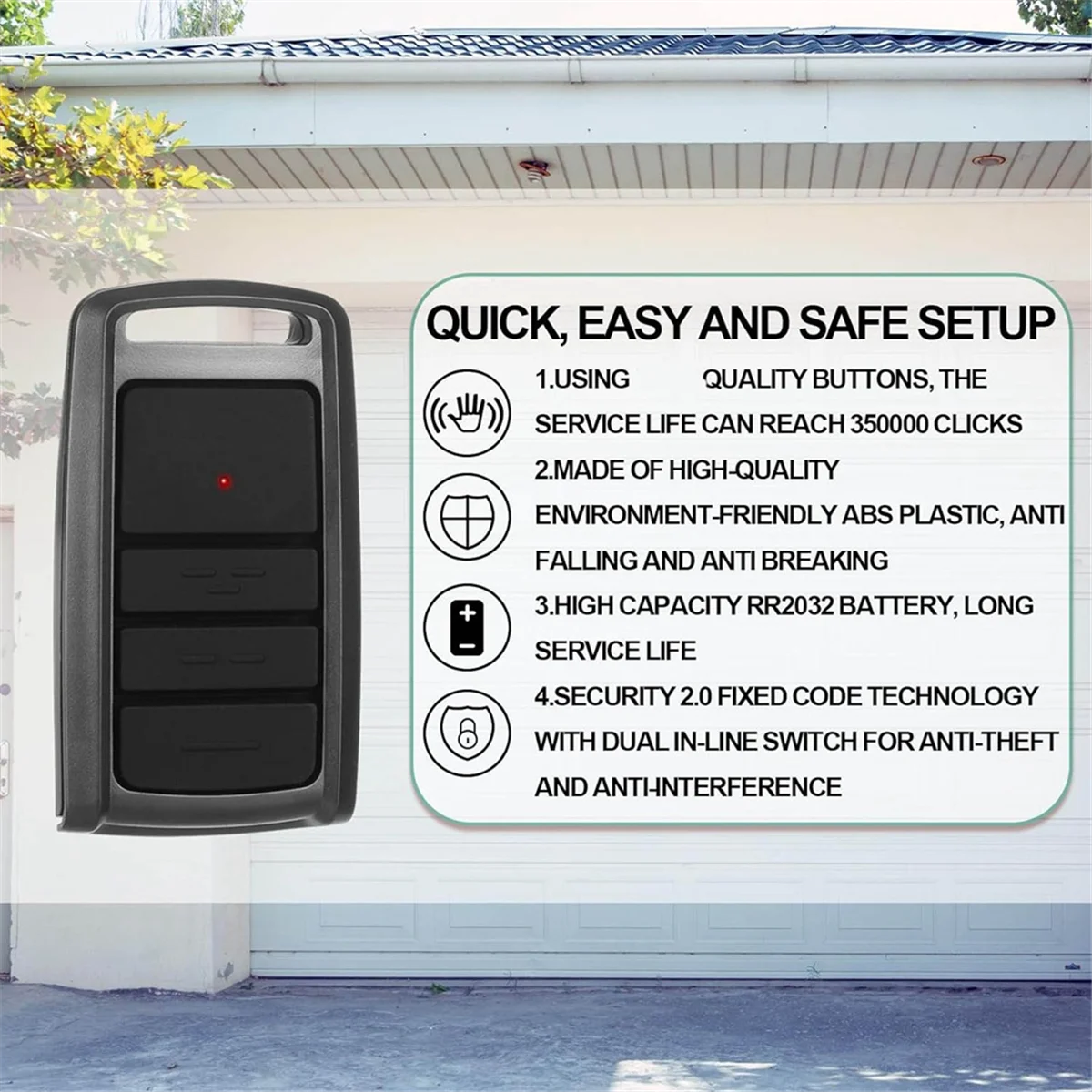 A57G-4Pcs Garage Door Remote Compatible with O3T-BX O3T-A 315/390MHZSeek,Dual Frequency Universal Garage Door 3 Button Remote