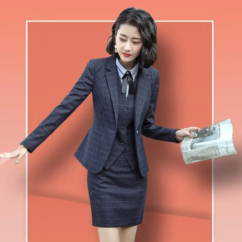 Business Wear Suit Women\'s 2023 Autumn Clothes New Winter Fashionable Elegant Plaid Overalls Interview Formal Wear Suit