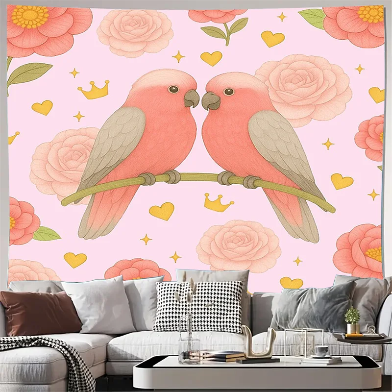 

Богемный гобелен, настенный декор с цветочным птицей, эстетический декор для комнаты, природный гобелен, декор для комнаты в общежитии, домашний текстиль, винтажный