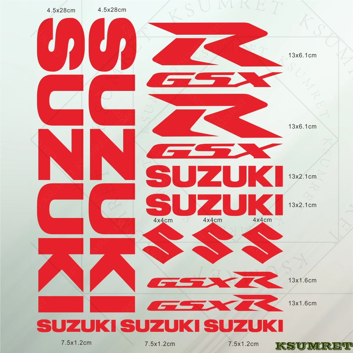 Suzuki Stickers GSXR Logo Motorcycle Tank Helmet Emblem Decals Set