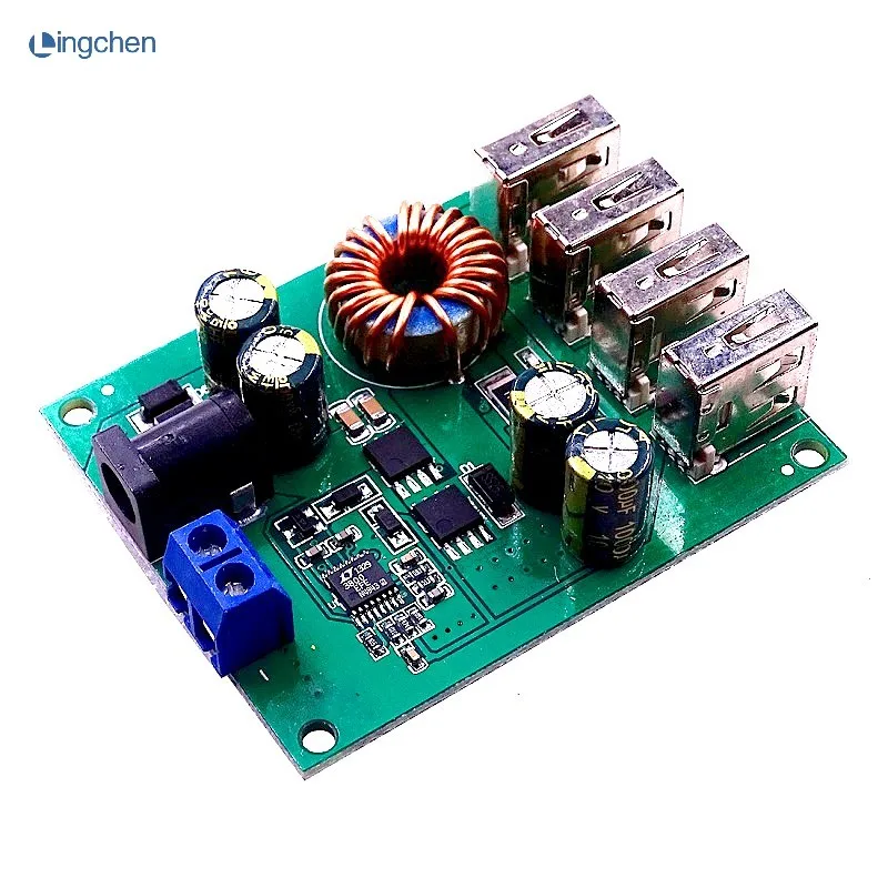 DC DC 9V 12V 24V 36V 48V 7-60V to 5V Voltage Regulator Buck Converter 5A Volt Transformer Power Supply Module 4 USB Ports