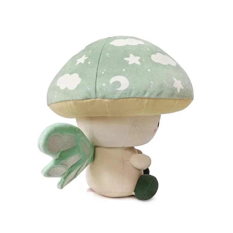 Snoozeshroom – peluche féerique champignon vert mignon, poupée en peluche de dessin animé Kawaii, oreiller doux pour chambre à coucher, jouet cadeaux