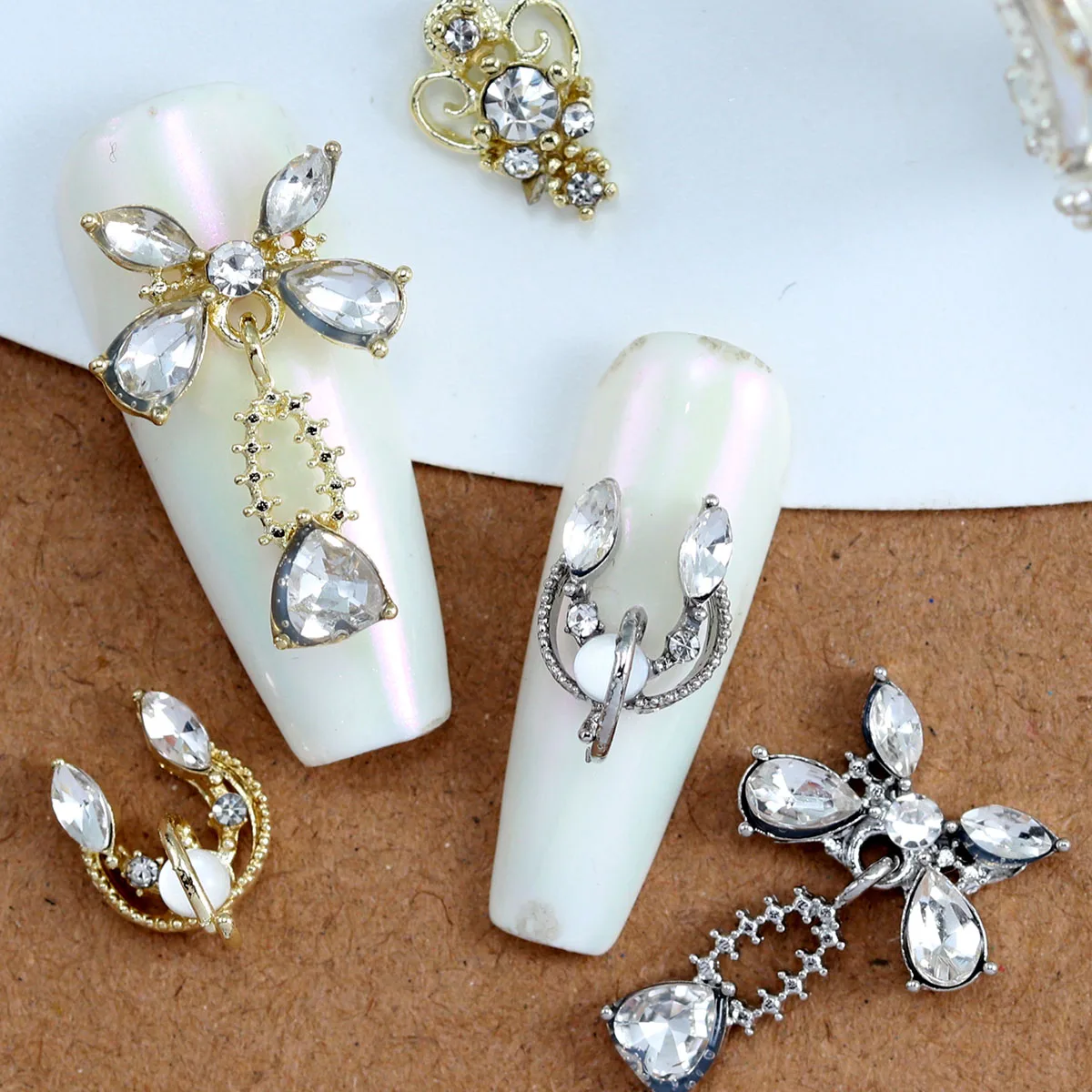 10pcs Nail Art Nail Charm Nail Accessories Ring Butterfly Pendant Shining Nail Gem DIY Nail Shop, Nail Technician Exclusive
