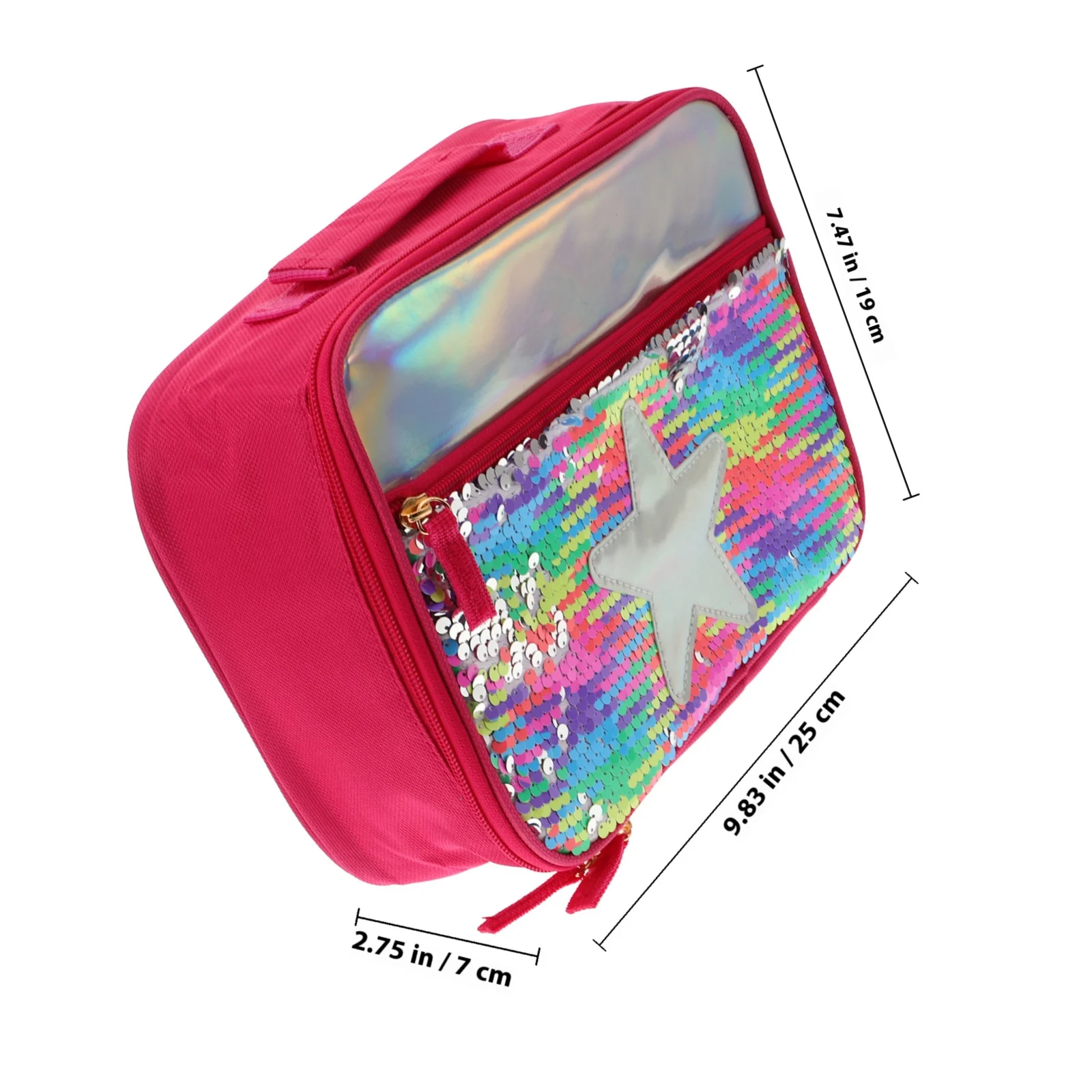 1 個のスパンコール断熱ランチバッグ防水大容量保温ポータブル弁当収納ポーチ職場学校用