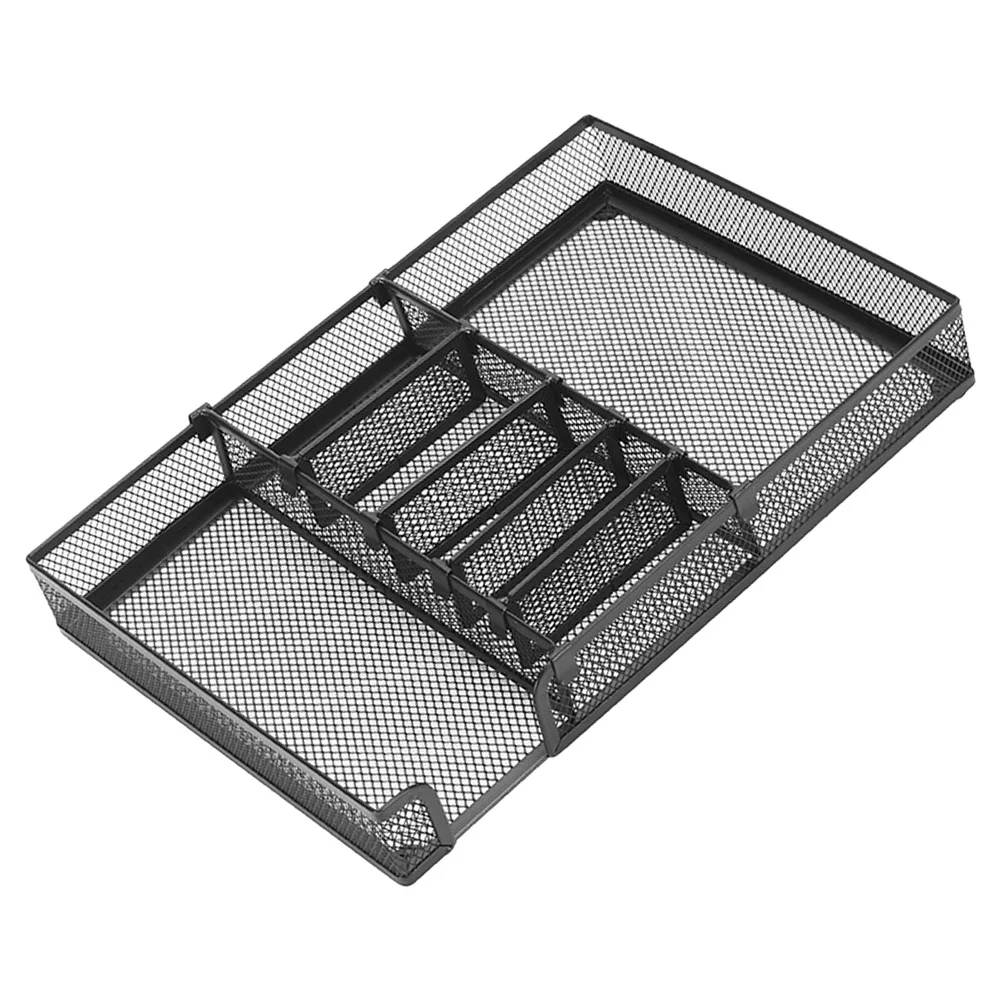 

DIY Office Storage Tray Metal Desk Organizer Multi-Grid Iron Pen Holder Desktop Organizer Tray for Office Desktop