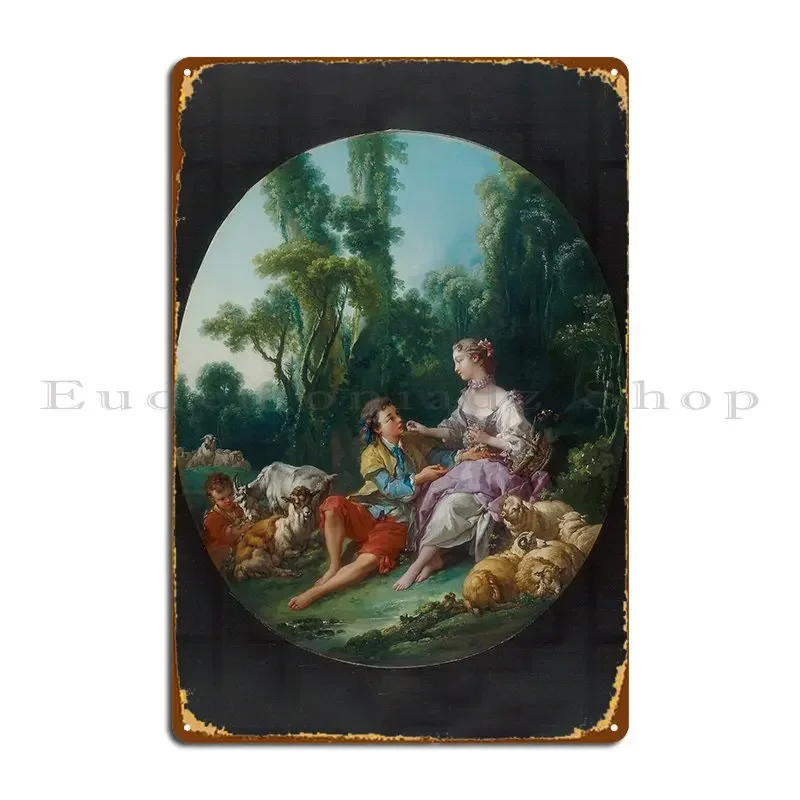 Boucher Are They Thinking About The Grape Pensent Ils Au Raisin 1747 placa de Metal cine sala de estar cartel de estaño