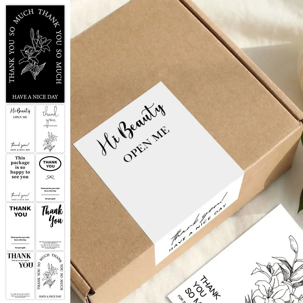50PCS White Thank You for Your Order Stickers 5.4*9cm Commodity Packaging Thanks Decals for Small Business Wedding Favors view 3
