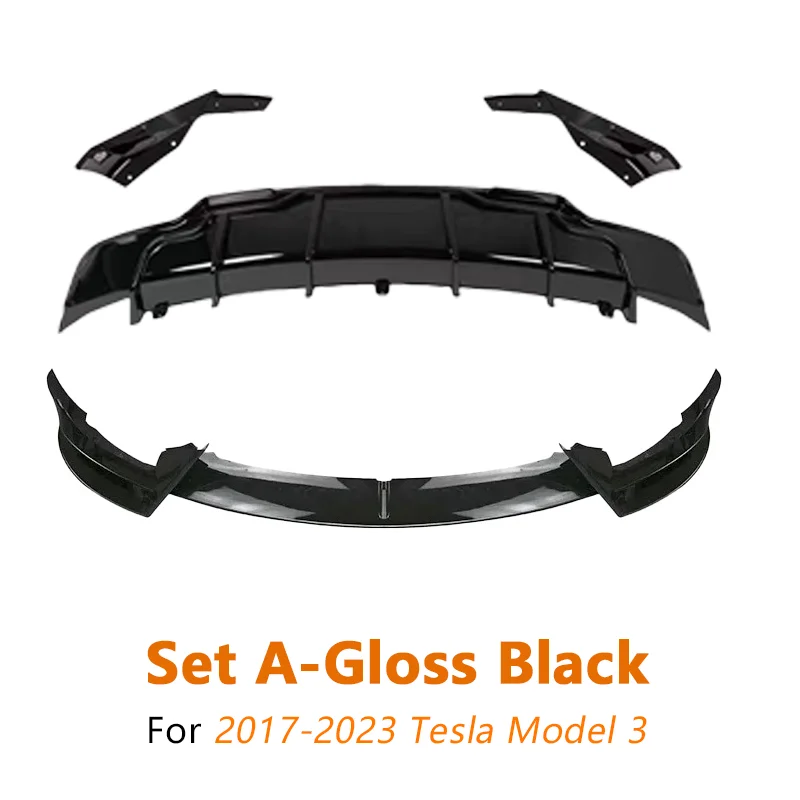 FADT Sport Body Kits Voor Tesla 2017-2023 Model 3 Bumper Lip Achter Lip Side Rok Tunning Gloss Black koolstofvezel Auto Accessorie
