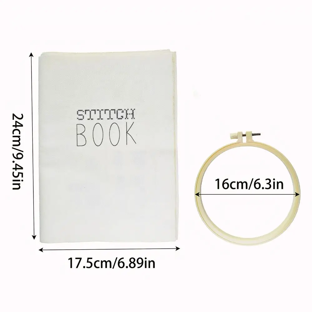 1 Set Embroidery Stitch Practice Book Kit, 24 Colors Thread, Hoop & Needles, DIY Hand Sewing YMY