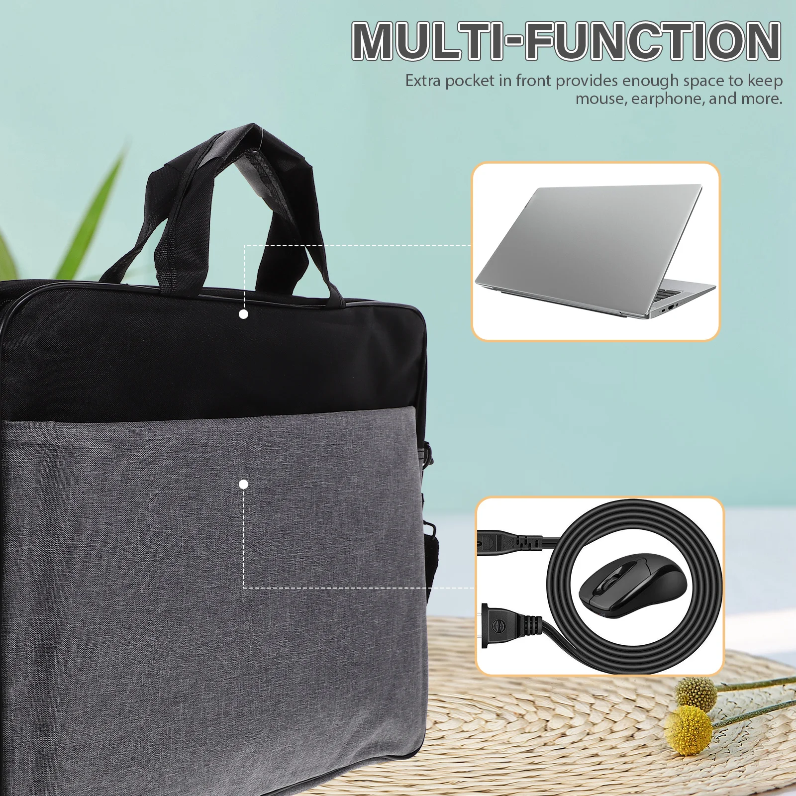 

Laptop Case for 15.6 Inch Notebook Scratch Resistant Wear Resistant Polyester Computer Bag Lightweight Portable Laptop Organizer