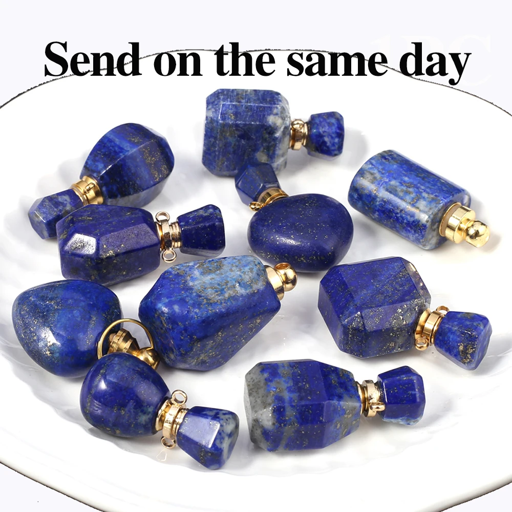 

Натуральный лазурит флакон духов кулон смешанной формы натуральный камень диффузор эфирного масла для изготовления ювелирных изделий своими руками ожерелье