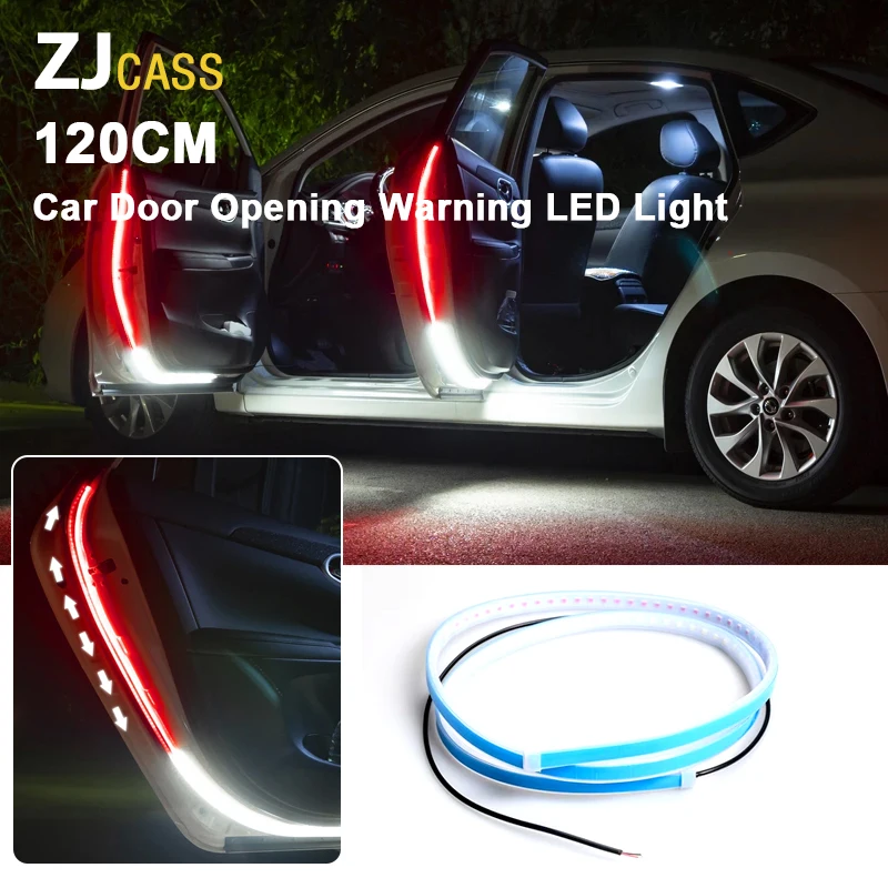 

12V Car Door Opening Warning LED Light 120CM Welcome Decor Lamp Strip Anti Rear-end Collision Safety Universal Auto Accessories