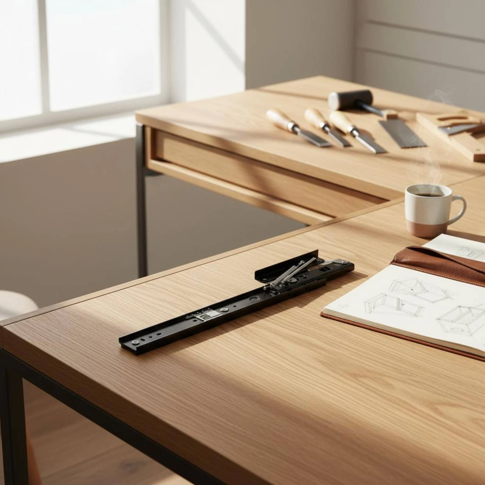 Hidden Desk Slide Tabletop Extension Pull out Table Rail Heavy Duty Drawer Rail High Load Capacity Hidden Drawer Slides