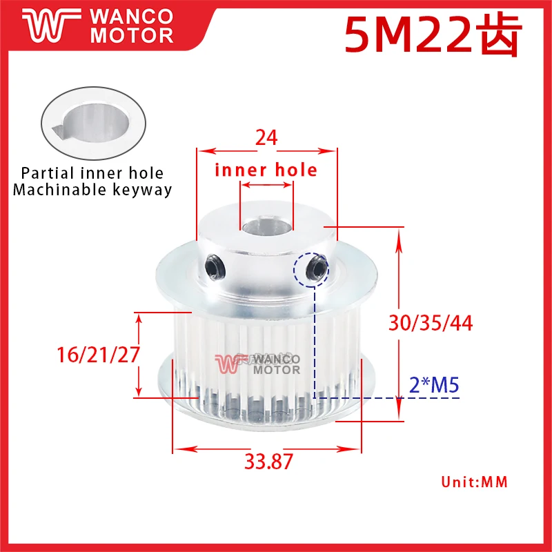 

Synchronous pulley 5M22 teeth space width 16/21/27 BF type boss pulley teeth outer diameter 33.8 hole 6-19 special price