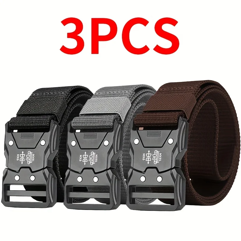 Men belts quick release lock buckle belt for outdoor sports multifunctional breathable quick drying thick nylon belt for men
